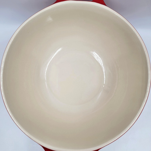Staub 10" Enamel Cast Iron Mixing Serving Bowl Red Cream Interior France Kitchen - Picture 7 of 9